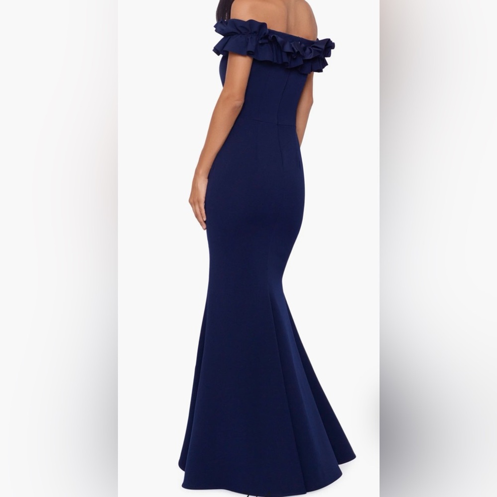 Xscape Strapless Navy Dress- Size 14 - Picture 3 of 13